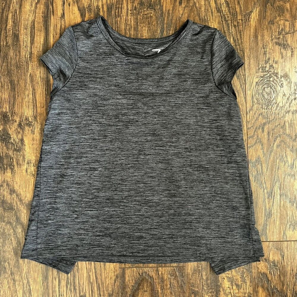 Z by Zella Girls Gray Keyhole Back Short Sleeve Tee Shirt Athletic Small 8/10